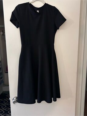 Classic Black Short-Sleeve Fit & Flare Dress